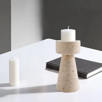 Santú Home & Deco - Candelabro Portavelas Marmol Travertino Torre Pequeño