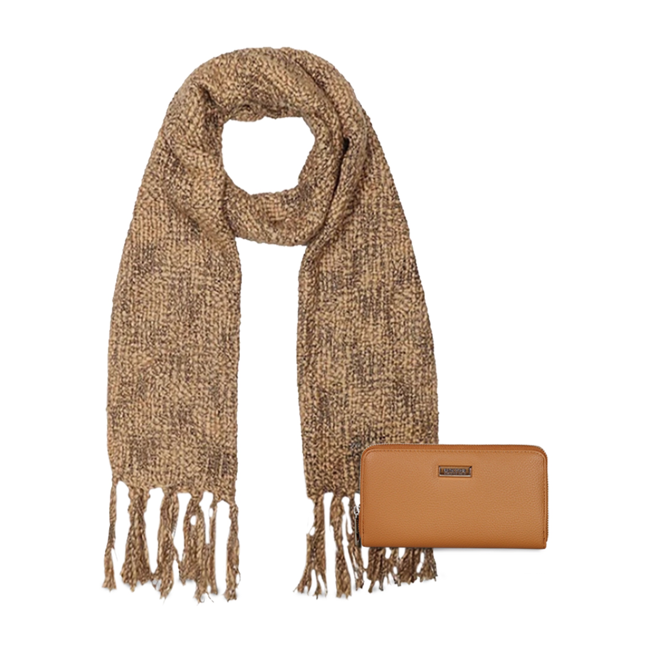 Kubayoff - Kenneth Cole - Pack Bufanda Camel + Billetera Calixta Café