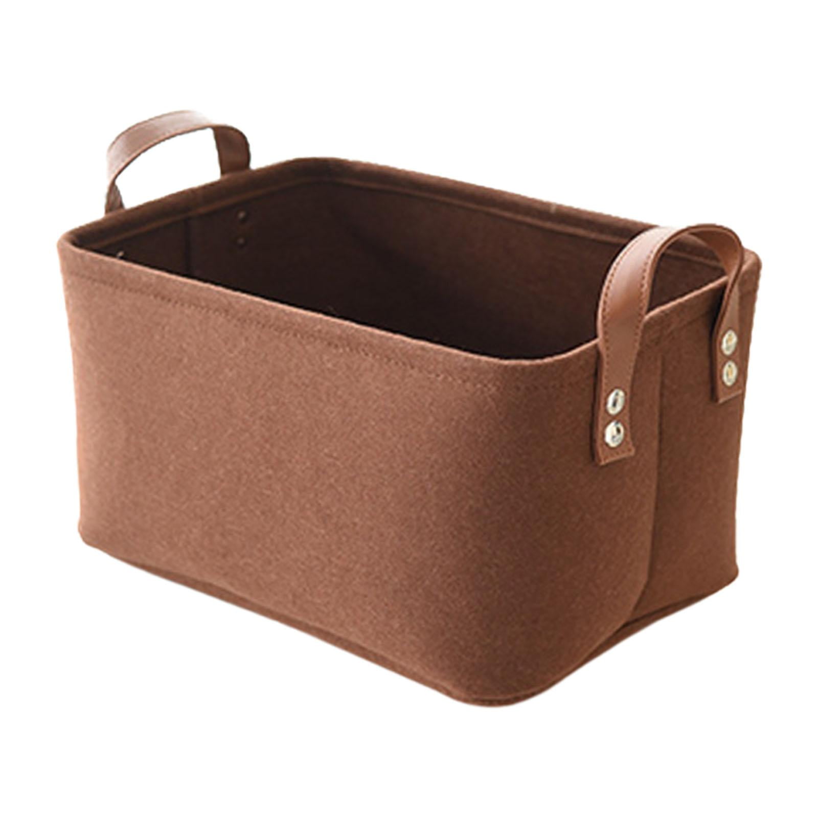 Magideal - Caja Organizadora De Juguetes Para Mascotas, Canasta De Almacenamiento De Fieltro Con Asas, Gran Contenedor De Cestas De Cachorros De Múltiples Usos, Café