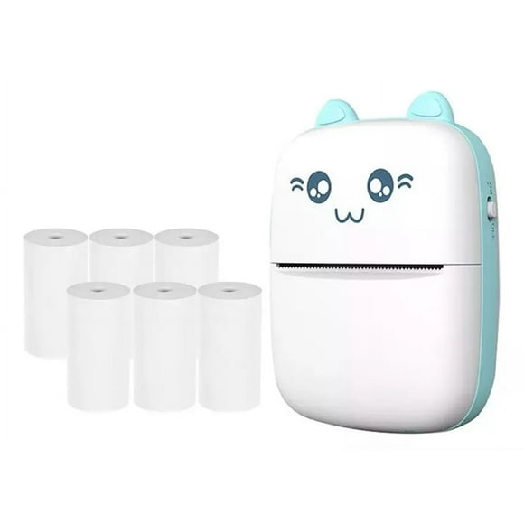 Mini Impresora Termica Bluettoh Celeste Mas 6 Rollos