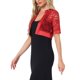 thumbnail image 4 of INSPIRE CHIC Bolero de Mujer Chaqueta Corta Panel de Satén Mangas Cortas Encaje Abierto Frontal Cárdigan Rojo L, 4 of 6
