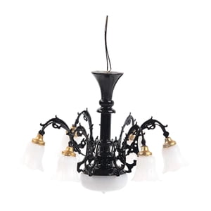 Magideal - Lámpara Colgante De Araña A Escala 1/87, Accesorio De Escenas En Miniatura, Diseño De Mesa De Arena De Accesorios De Arquitectura, Decoración De Escal Negro