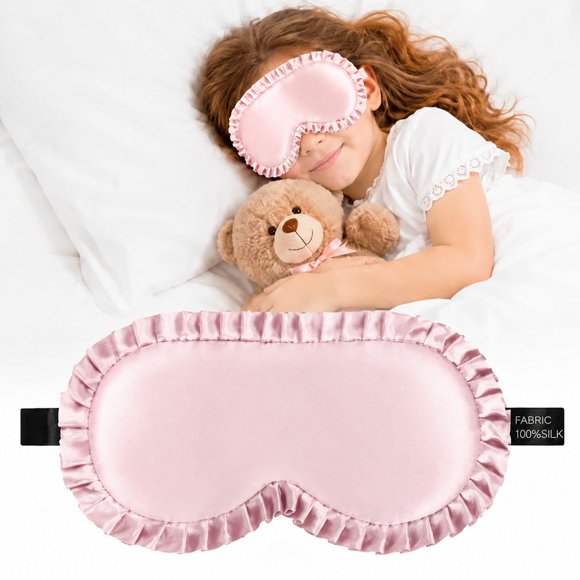 Máscara de sueño de seda Pyopbow 18 cm con volantes para niños y adolescentes