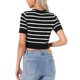 thumbnail image 3 of INSPIRE CHIC Top de Manga Corta a Rayas para Mujer Cuello Redondo Camisetas 2026 Verano Tejido Casual Suéter Recortado L Negro, 3 of 6