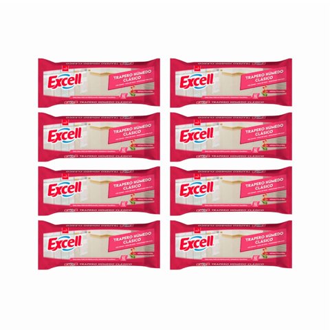 Pack 8 Traperos Humedos Excell Todo Tipo De Pisos Primavera 10 Unid Cada Uno.
