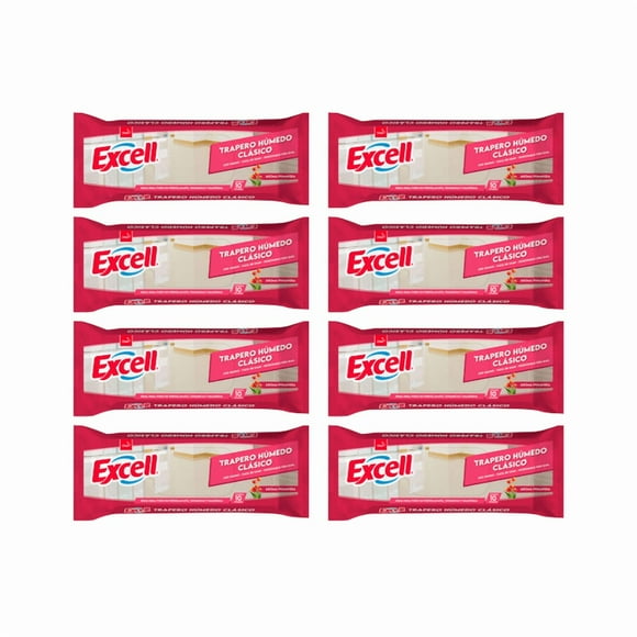 Pack 8 Traperos Humedos Excell Todo Tipo De Pisos Primavera 10 Unid cada uno.