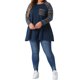 thumbnail image 2 of Agnes Orinda Conjuntos de Halloween Túnicas de Talla Grande para Mujeres Escuela Universidad Manga Larga Raglán Bloque de Color Camisetas de Punto con Bolsillos 3X Azul Marino, 2 of 6