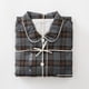 thumbnail image 5 of Conjuntos de pijama para hombre, ropa de casa informal con estampado a cuadros, camisetas de manga larga, pantalones con cuello vuelto, pijamas de noche, regalos para hombres, 5 of 5