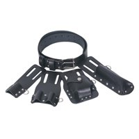 Magideal - Heavy Duty Tool Belt Loop 5 En Un Cinturón De Herramientas Ajustable Y Bolsas Adecuado Para Electricistas De Agua Decorador Almacenamiento De Tr , Negro