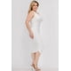 thumbnail image 2 of Saronite Vestido Midi Ajustado de un Solo Hombro con Fruncido, Sexy y Liso, Blanco (Talla Grande para Mujer), 2 of 5