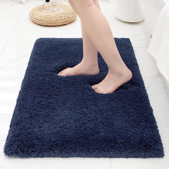 Alfombra Ruggnovea de Microfibra 81x51 cm Azul Marino Antideslizante