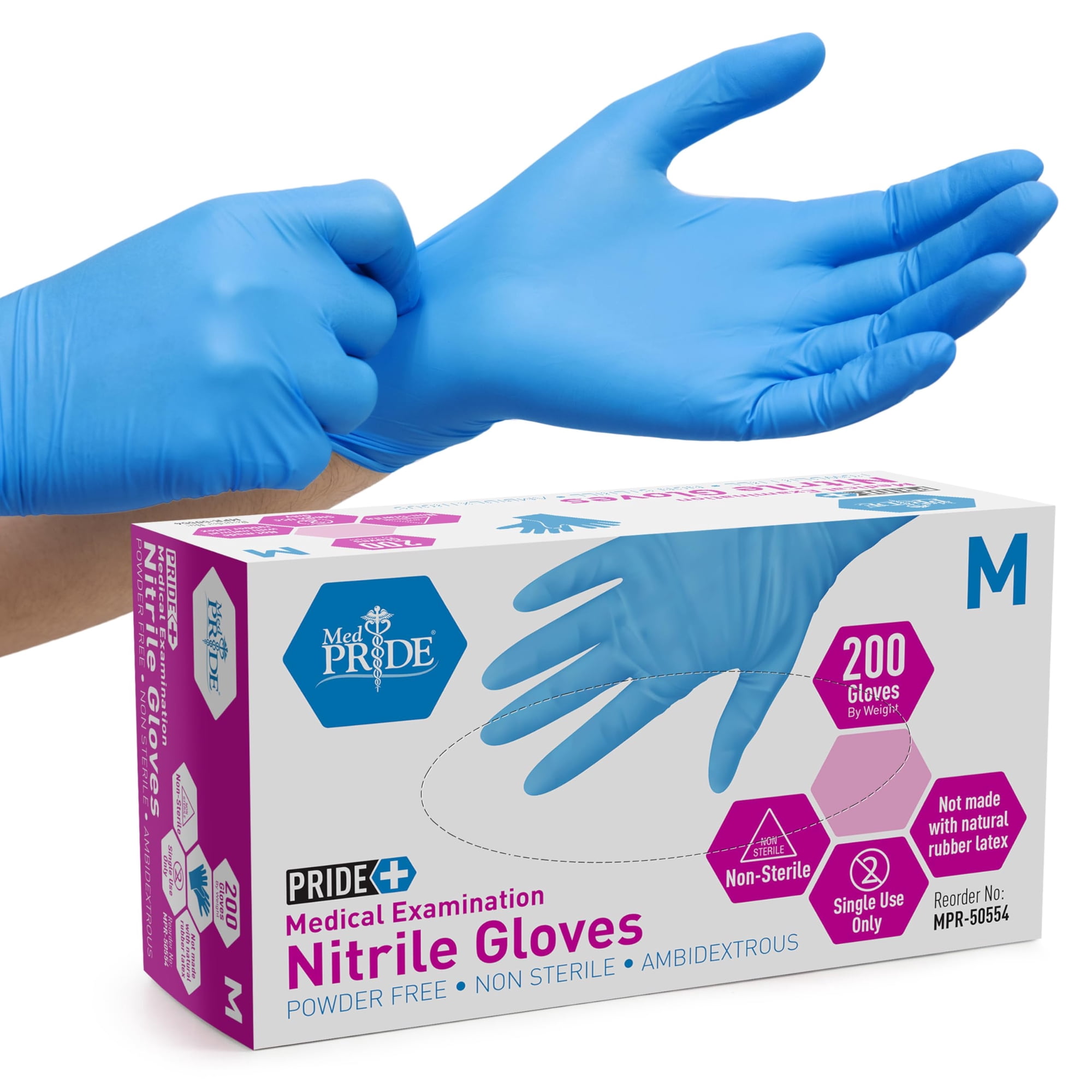 Med Pride - Guantes De Reconocimiento Médico Medpride Nitrile Medium Blue