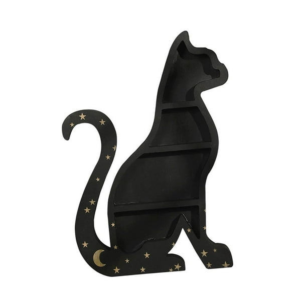 Estante De Almacenamiento De Madera Con Forma De Gato, Estante De Joyería Montado En La Pared Para Decoración De Sala De Estudio, 23x35cm