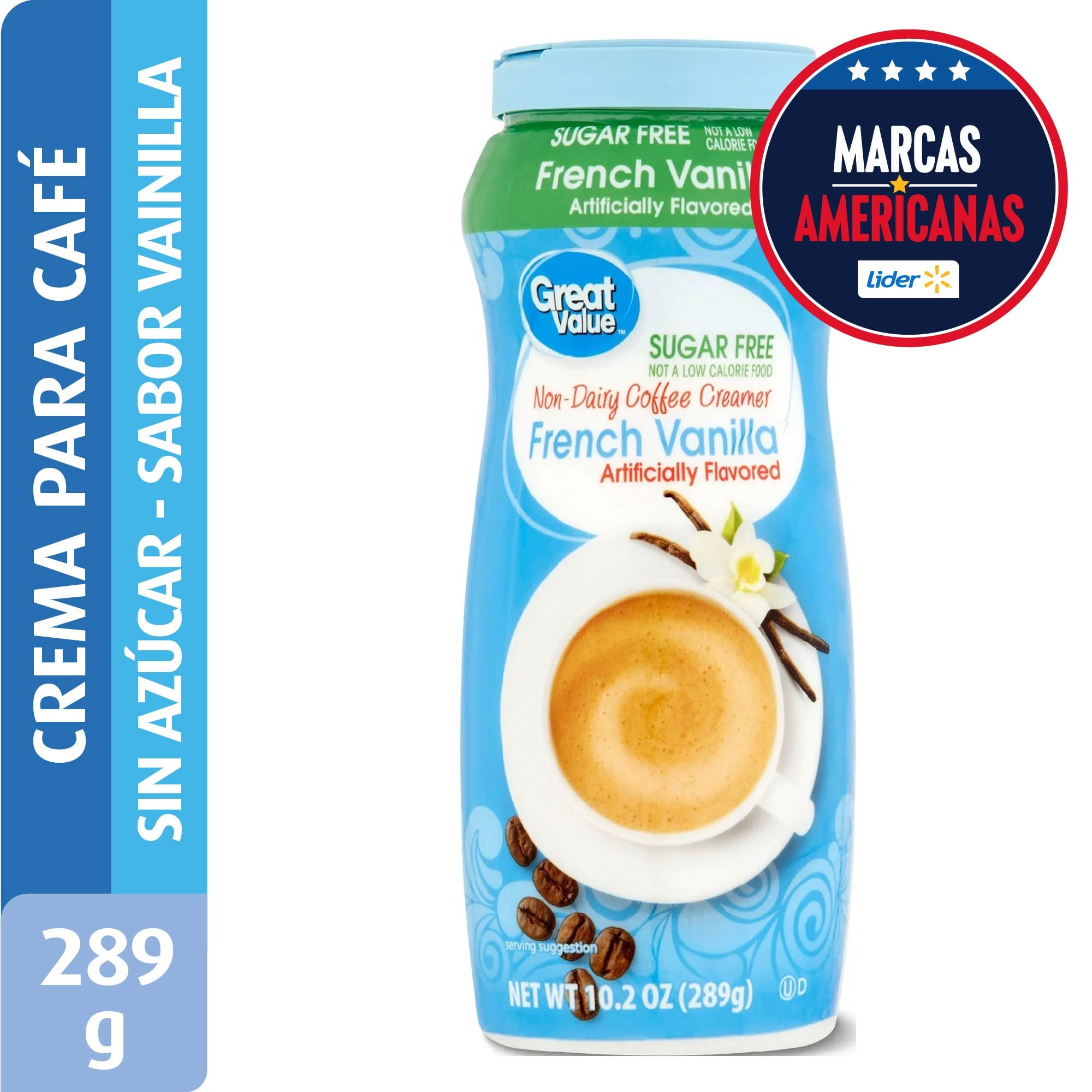 Crema Para Café Sabor Vainilla Sin Azúcar Frasco 289 g Great Value