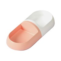 Magideal - Tazón Doble Para Gatos, Tazón De Comida Para Gatos, En Forma De Cápsula, Duradero, Reutilizable, Diseño Separado, Antideslizante, Para Beber, Para Per Blanco Y Rosa