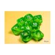 thumbnail image 1 of Juego de dados Chessex Rad Green translúcido con números blancos de 16 mm, 1 of 3
