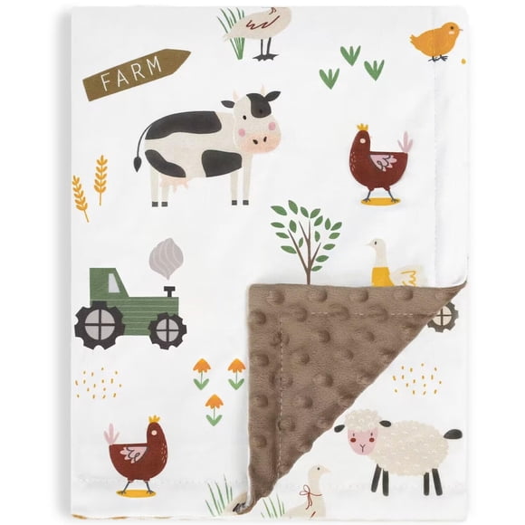 HOMRITAR Manta Minky Suave y Liviana para Bebé, Diseño de Animales de Granja