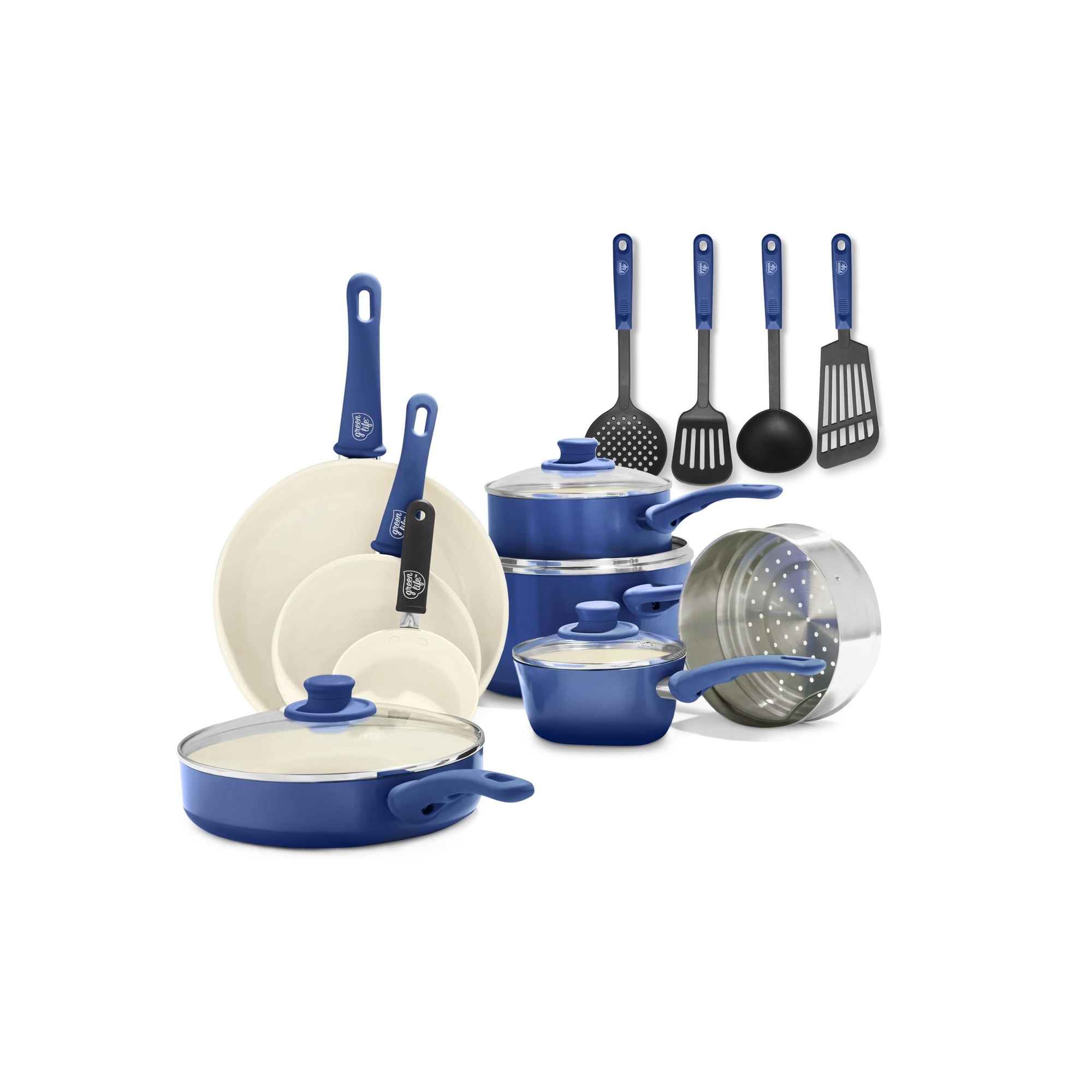Juego De Utensilios De Cocina Greenlife Soft Grip, 16 Piezas, Cerámica No Tóxica