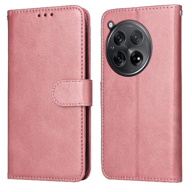 Funda Billetera para OnePlus 12R con Porta Tarjetas y Soporte Ajustable Rosa