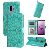 Funda Tipo Cartera Foxdock Para Samsung Galaxy S9 Plus , Diseño Girasol En Relieve, Cuero Pu, Cierre Magnético, Soporte Y Tarjetero