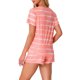 thumbnail image 3 of INSPIRE CHIC Conjuntos de pijama de manga corta para mujer de regreso a clases con bolsillos, ropa de dormir suave con botones y pantalones cortos con cintura elástica M Rayas rosas, 3 of 6