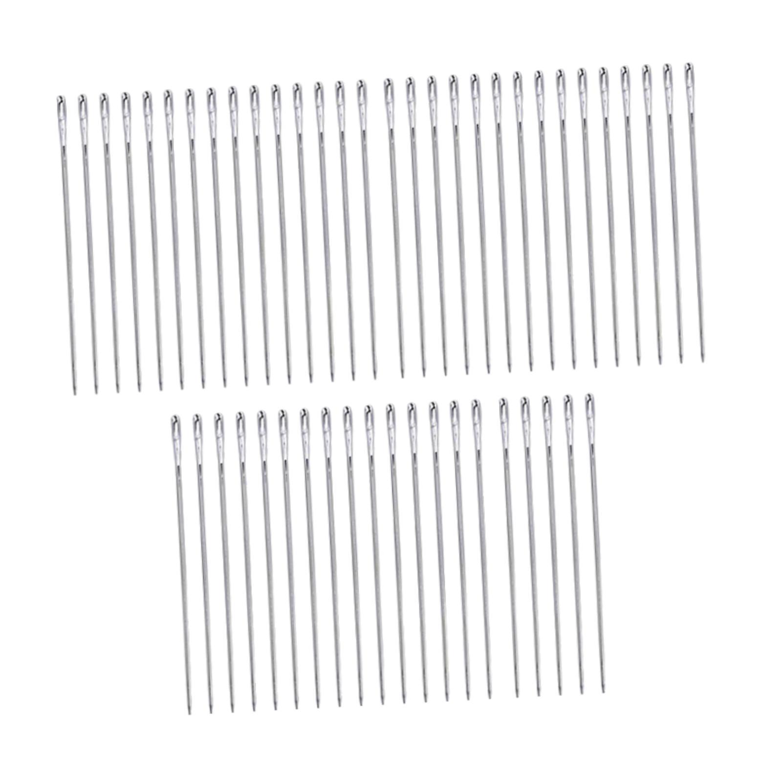 Bothyi - 50X Agujas De Coser A Mano De Ojos Grandes, Hilo De Acero Inoxidable, Aguja Afilada, Recta, 6,1 Cm X 2 Mm
