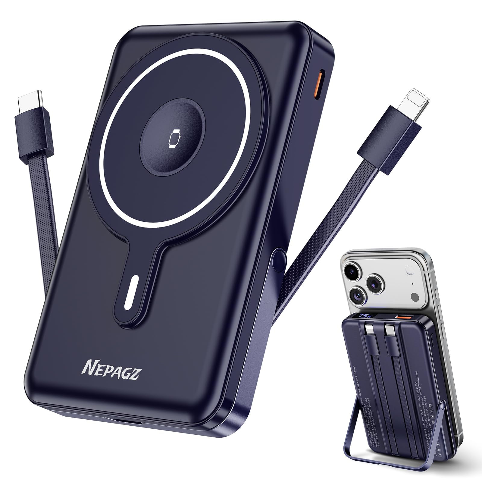 Cargador Portátil Nepagz 10000mah Magnético Pd 22.5w Azul