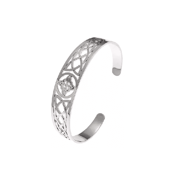 Pulsera nudo de bruja con amuleto de protección, color plata