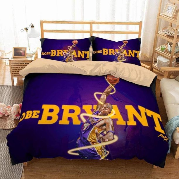 Kobe Bryant NBA Basketball Player Quilt Duvet Cover Set Kids Doona Cover3-Piece Bedding Set