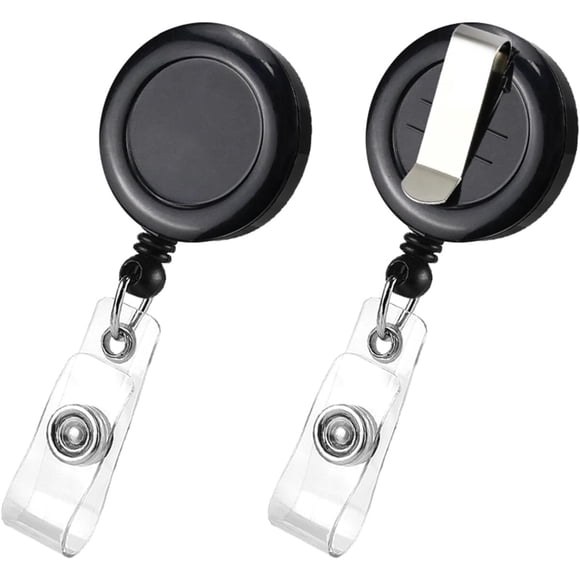 Porta Credencial Retractil Koorito 2 Pack Clip Negro