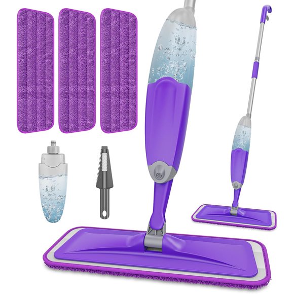 Mopa Spray HOMTOYOU Húmedo y Seco con 3 Pads de Microfibra