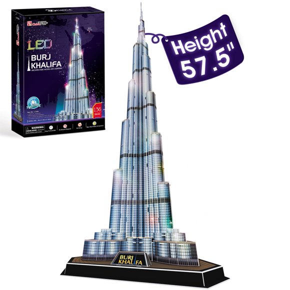 Rompecabezas CubicFun Burj Khalifa 146 cm LED 136 piezas