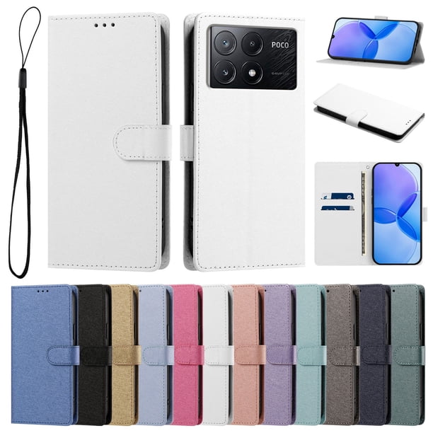 Funda Cartera de PU para Xiaomi Poco X6 Pro 5G con Tarjetas, Blanco