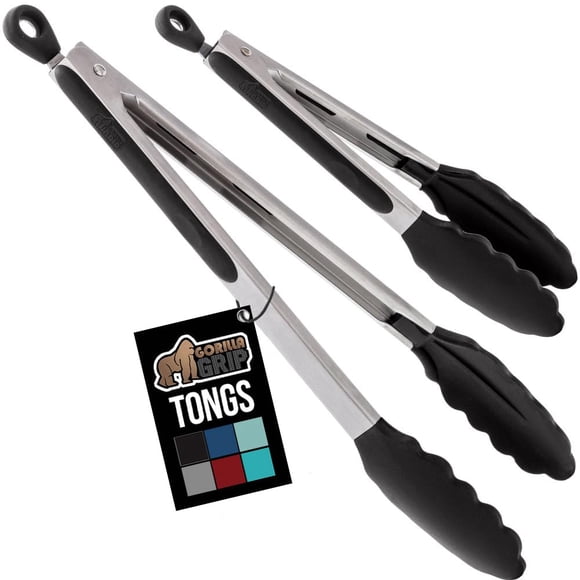 Pinzas de cocina GORILLA GRIP de acero inoxidable de 18 y 23 cm