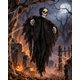 thumbnail image 2 of Decoración Calavera Colgante de Halloween con Capa Rasgada, 2 of 6