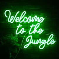 Letrero De Neón Faxfsign Welcome To The Jungle Green Led, 33 X 42 Cm