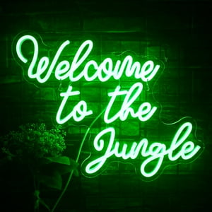 Letrero De Neón Faxfsign Welcome To The Jungle Green Led, 33 X 42 Cm