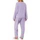thumbnail image 3 of INSPIRE CHIC Conjunto de Pijama de Felpa Esponjosa para Mujer de Manga Larga con Cuello Redondo, Suave, Cálido, para Invierno, 2 Piezas, Ropa de Estar, Talla M, Color Púrpura, 3 of 6