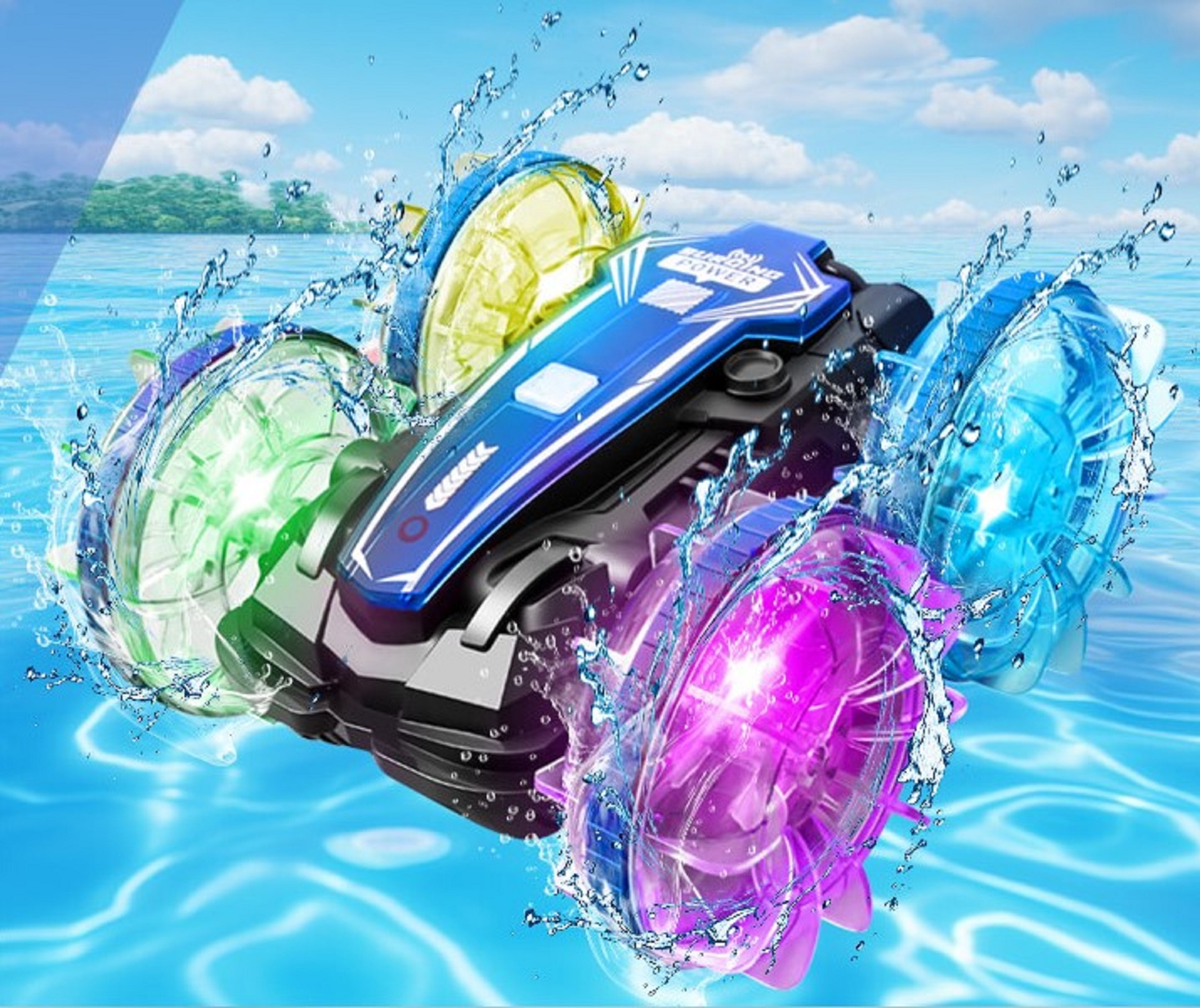 Génerico - Auto Coche A Control Remoto Anfibio Y Tierra Todoterreno Led