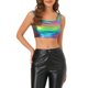 thumbnail image 5 of INSPIRE CHIC Top sin mangas para mujer U Neck Party Clubwear Holographic Shiny Metallic Crop Top Dark Purple L, 5 of 7
