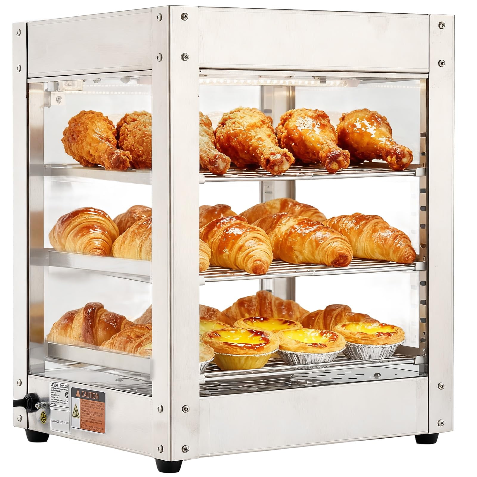 Calentador De Alimentos Vevor De 3 Niveles, 800 W, Luz Led, 34 L