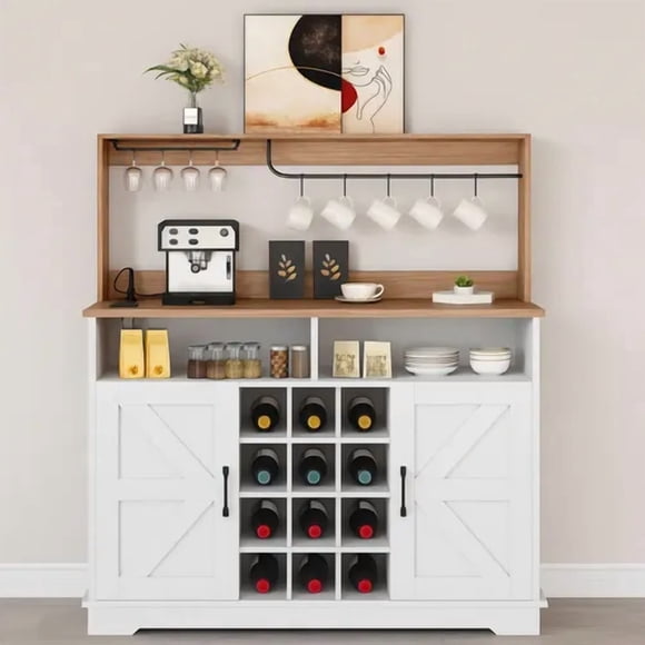 Mueble Bar Con Enchufe Aparador Buffet Para Cocina Comedor Blanco