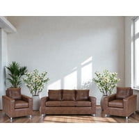 Muebles Altiro - Living Asiria 311 - Cuero Sintetico Pu Caramelo