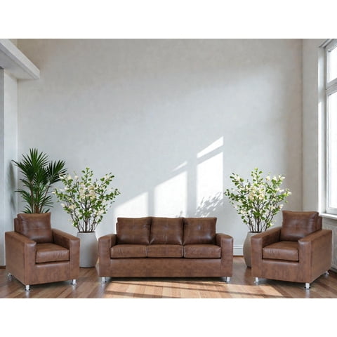 Muebles Altiro - Living Asiria 311 - Cuero Sintetico Pu Caramelo