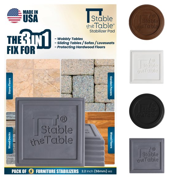 Nivelador para muebles Stable the Table, paquete de 6, gris, cuadrado