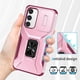 thumbnail image 2 of Funda Armada para Samsung Galaxy S23 Plus con Tapa Deslizante y Soporte Magnético Giratorio Rosa, 2 of 5