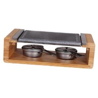 Ioensy - Cooking Rock Grill Resistente Con Soporte De Madera Para Filetes Para Barbacoa Familiar Y Camping