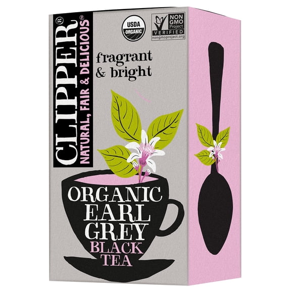Tea Clipper Tea Organic Earl Grey con cafeína, 20 bolsas