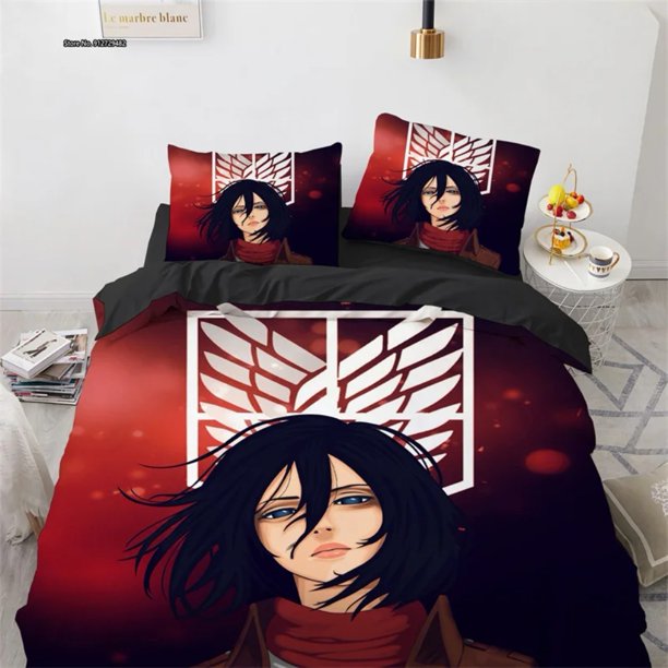 Attack on Titan Bedding Set,Anime New Titan Duvet Covers,Cartoon Quilt Cover Double Full Twin Single Size Bed Linen Bed Sheets