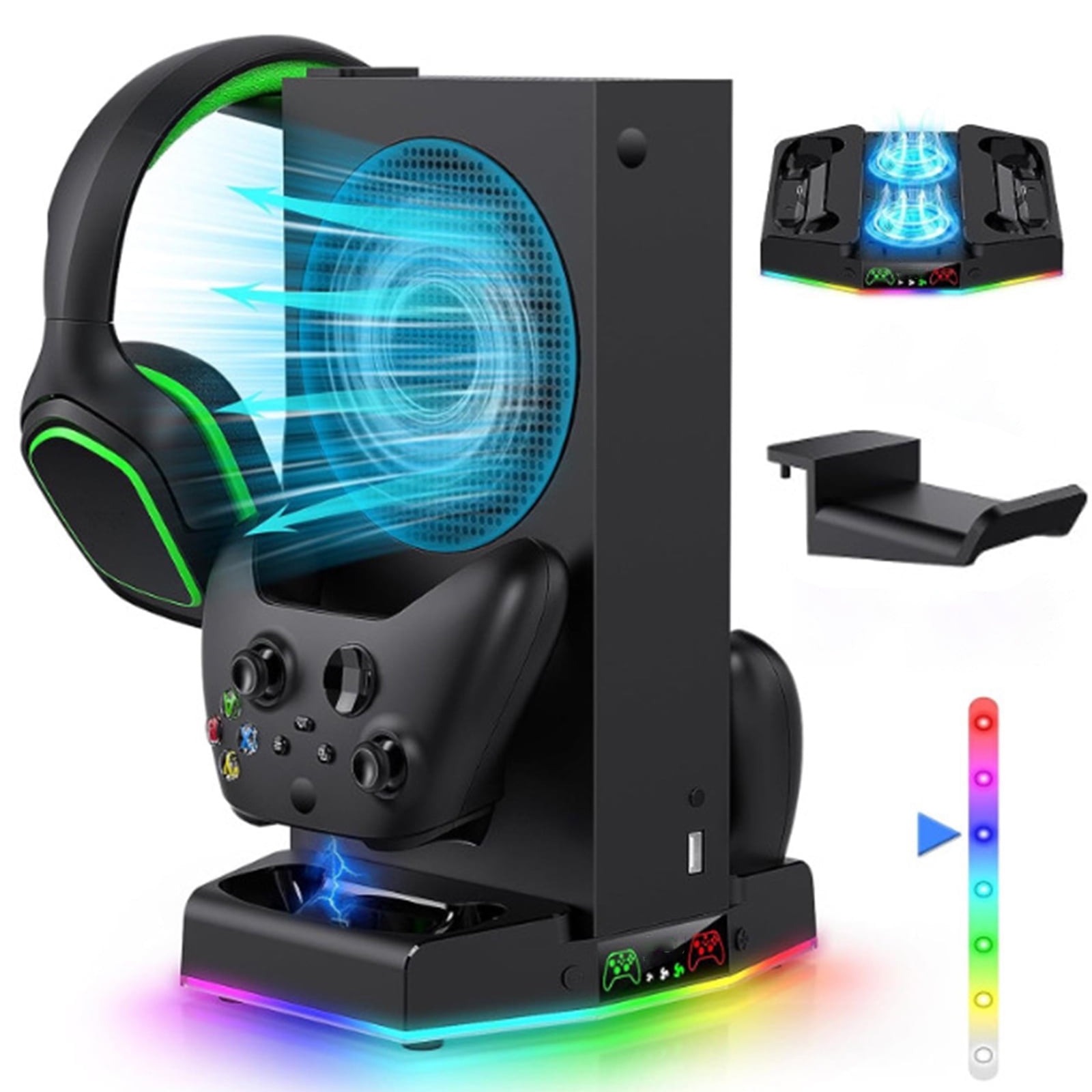 Base Ventilador Refrigerante Aaronmei Para Xbox Series S Con Dock Cargador Y Luces Rgb